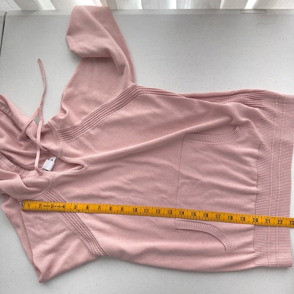 Athleta Pink Knit V Neck Hoodie Pocket Casual Sweater Top Women's XS - Picture 10 of 10